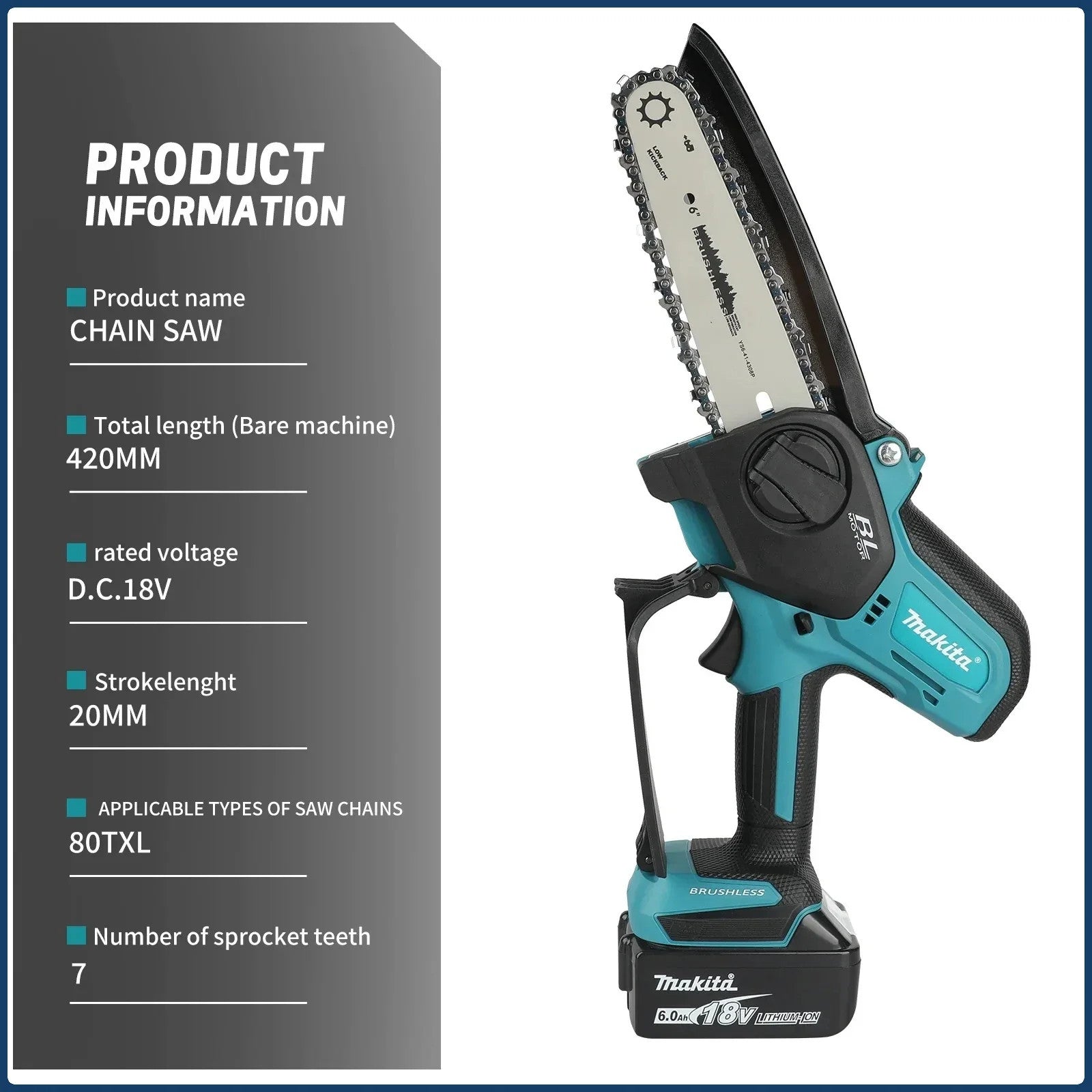 Makita Cordless Chainsaw – Handheld, Garden & Wood Pruning
