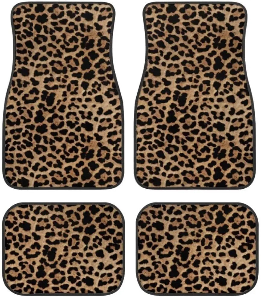 Leopard Print 4pcs or 2pcs  All-Weather Car Mats - Front & Rear Universal Fit