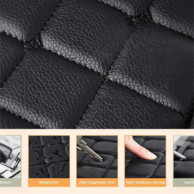 4Pcs Universal Car Mats for RHD Vehicles - PVC Leather Quilted Waterproof