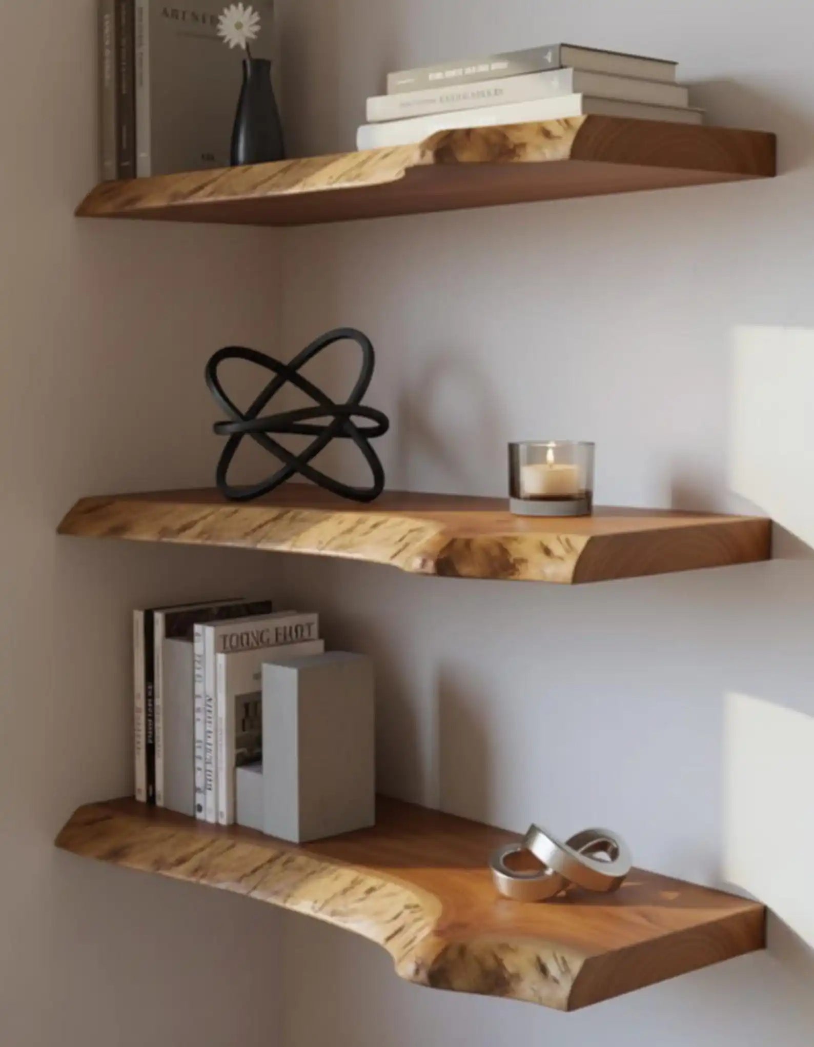Contemporary floating shelf wood live edge walnut shelf handmade wood floating shelves modern minimalist home decor rustic wall