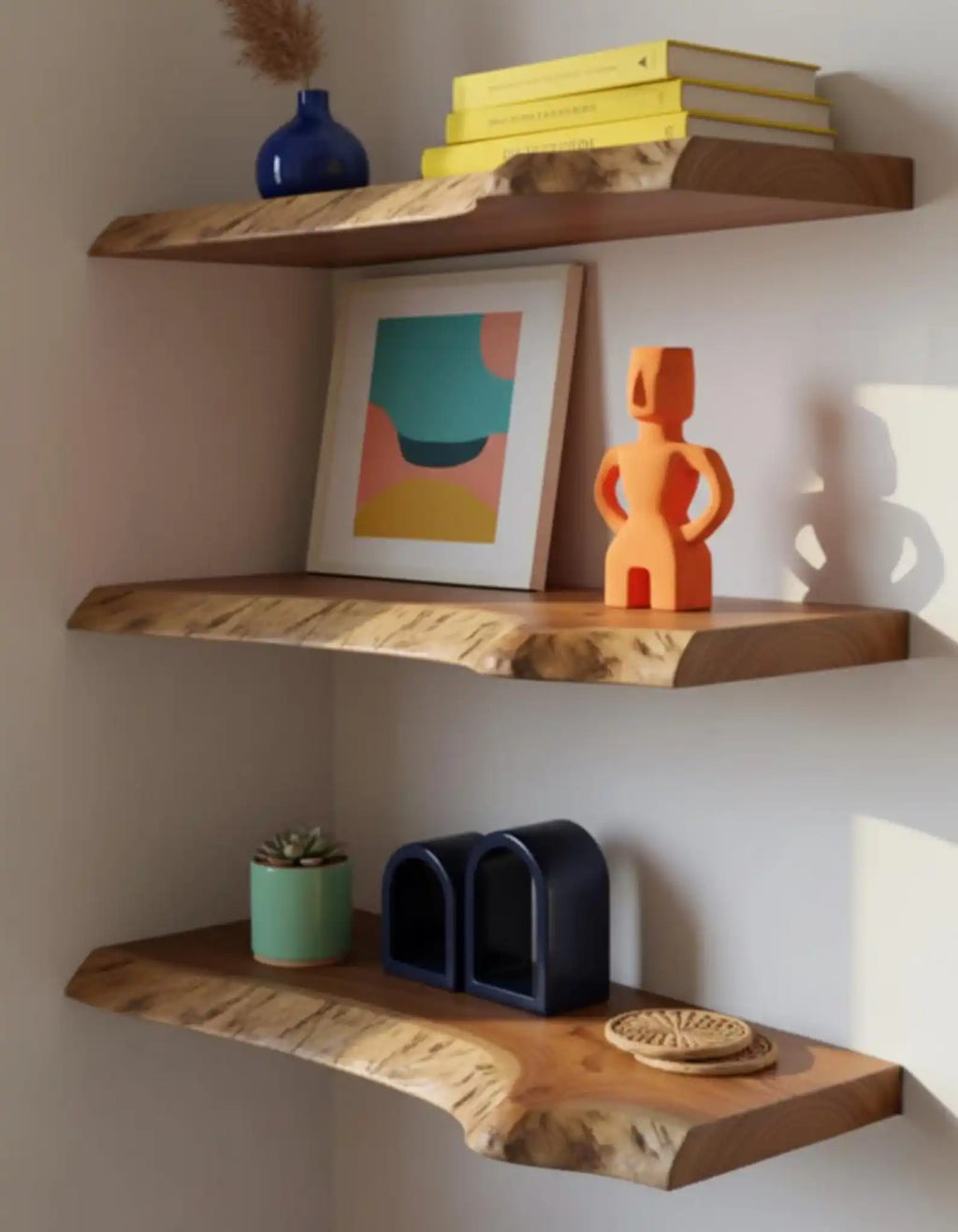 Contemporary floating shelf wood live edge walnut shelf handmade wood floating shelves modern minimalist home decor rustic wall