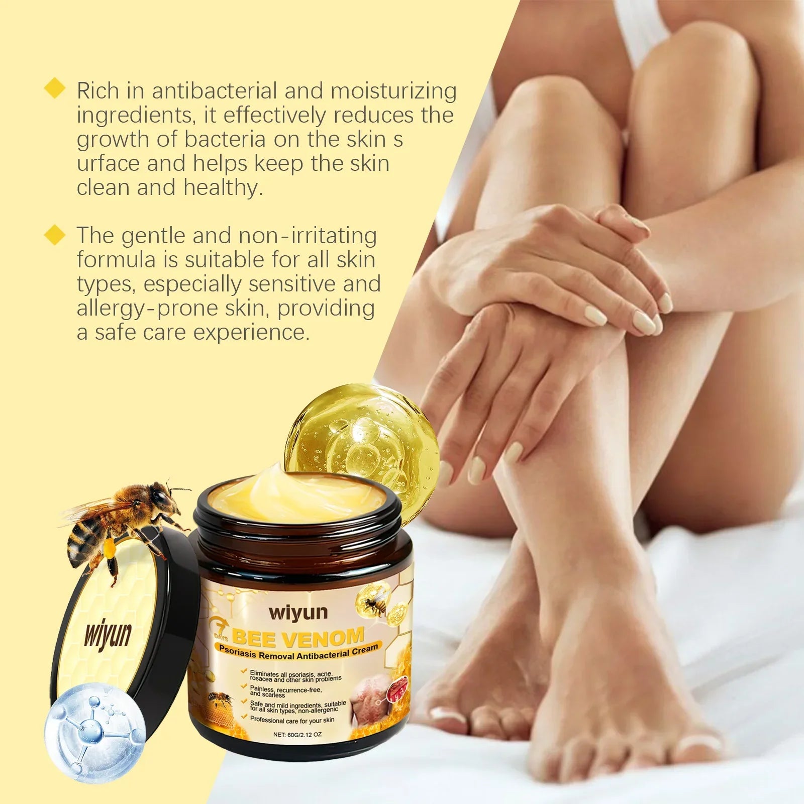 Bee Venom Body Cream 60g for Dry Skin Relief
