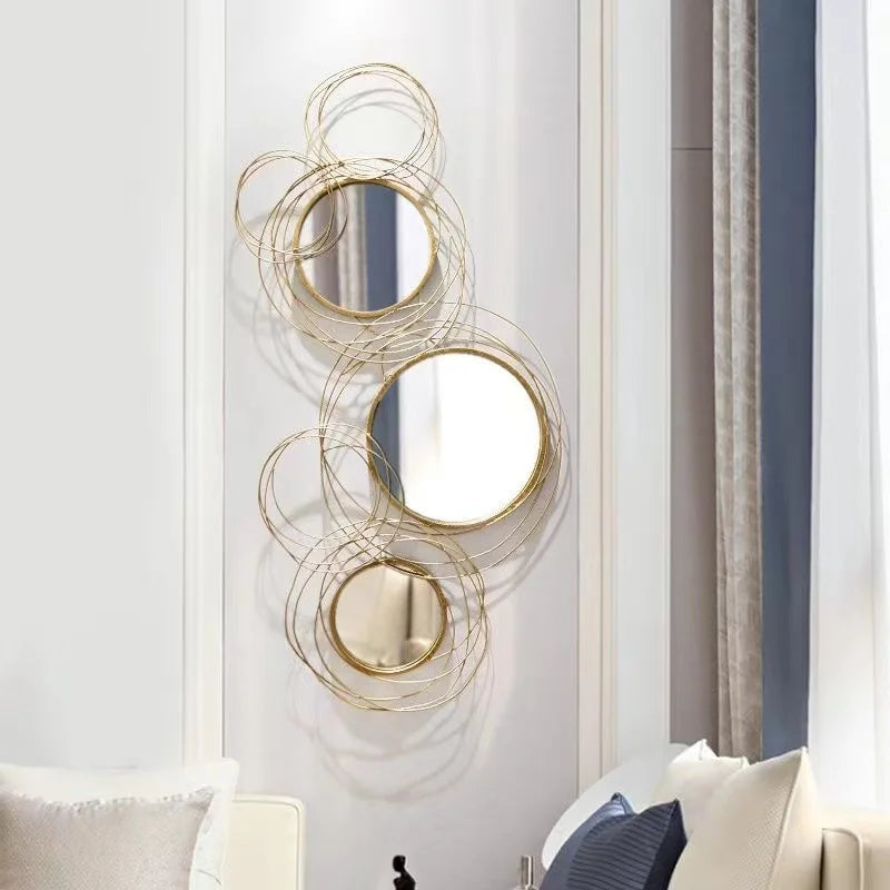 107x53cm Manufacturer Factory Price Light Luxury 3d Wall Hanging Mirrored Decorative Large Gold Metal Handicraft Art Home Decor