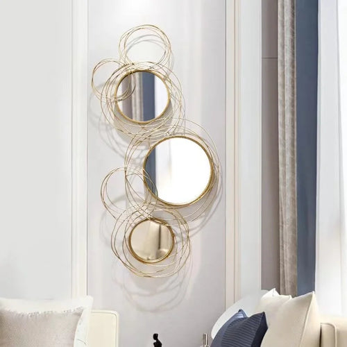 107x53cm Manufacturer Factory Price Light Luxury 3d Wall Hanging Mirrored Decorative Large Gold Metal Handicraft Art Home Decor