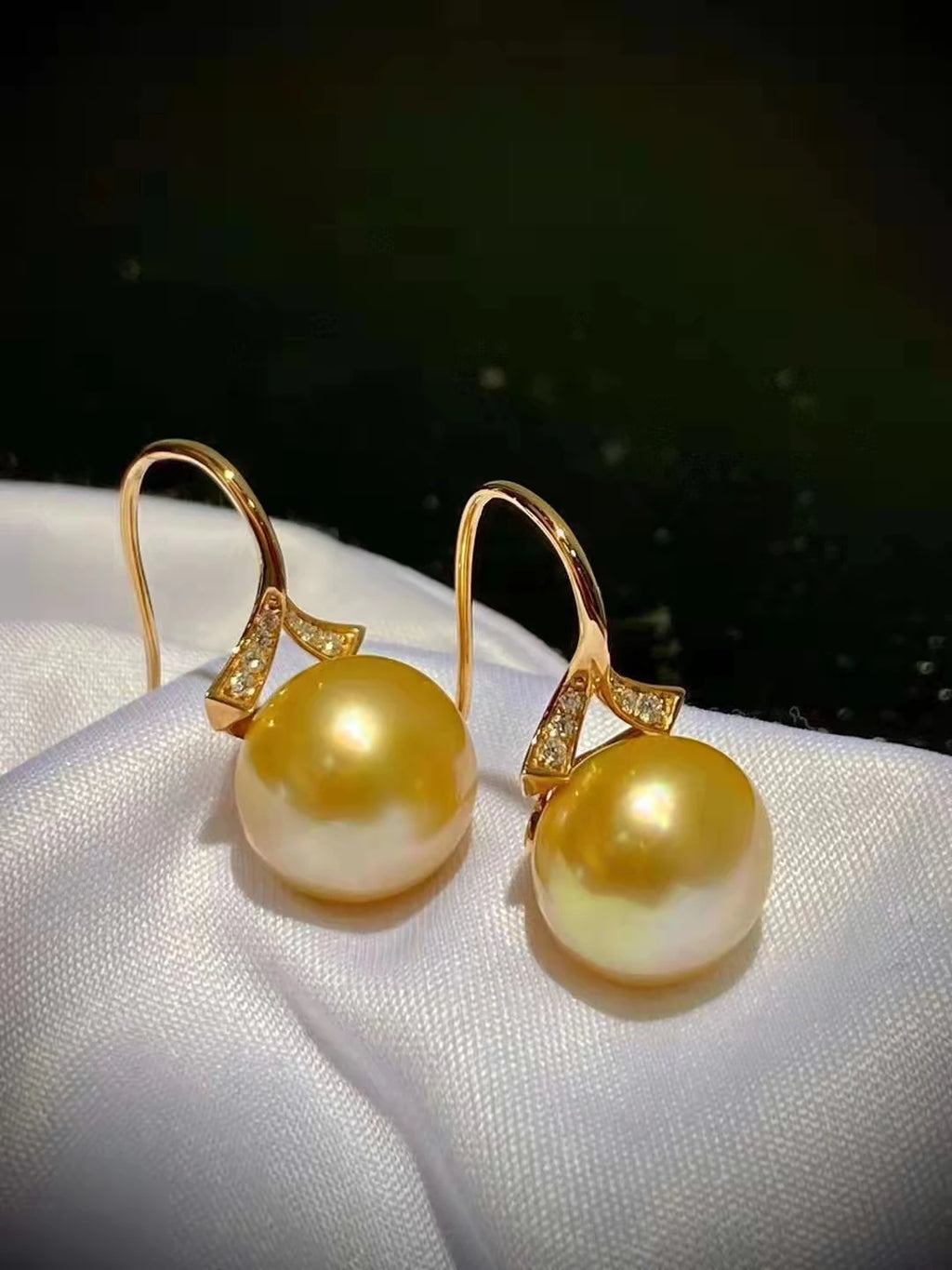 SGARIT Fine Jewelry Ear Stud 18k Gold 11-11.5mm Philippine Natural Gold Pearl Diamond Earrings Hot Sale Jewellery