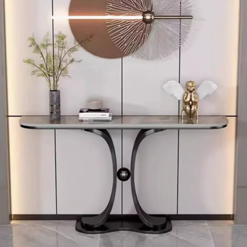 Sturdy & Durable IB404 Metal Base Marble Top Hall Console Desk Modern Design for Home or Hotel for Living Room Use