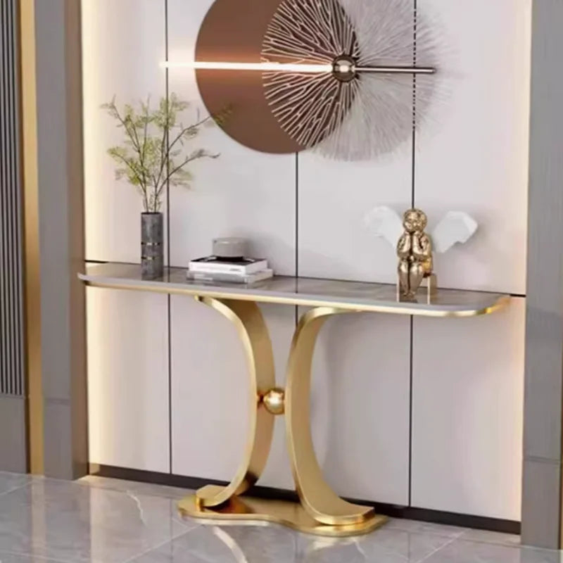 Sturdy & Durable IB404 Metal Base Marble Top Hall Console Desk Modern Design for Home or Hotel for Living Room Use