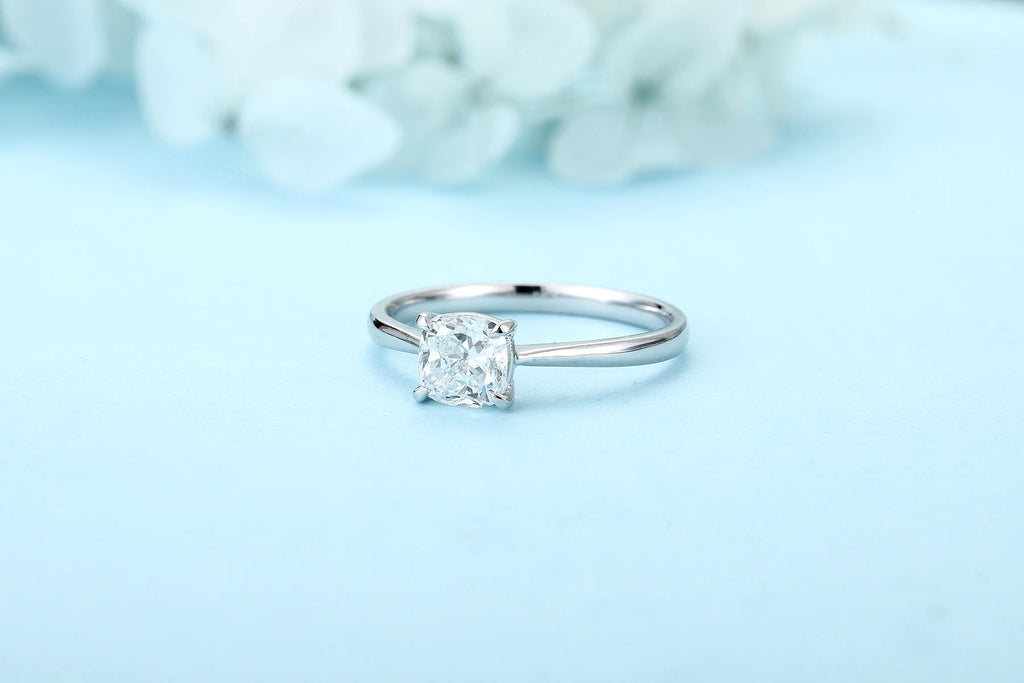 Lab Grown Diamond Ring Platinum PT950 Cushion Wedding Everyday Wear Gift Fine Jewellery Can Be Customised Double Claw