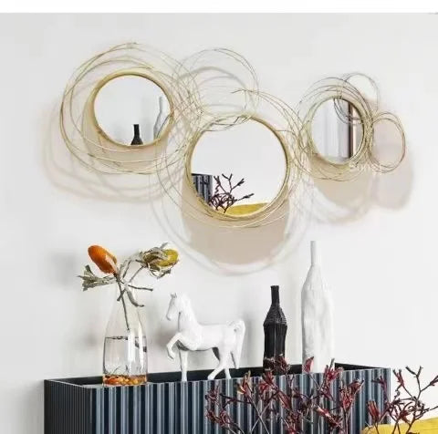 107x53cm Manufacturer Factory Price Light Luxury 3d Wall Hanging Mirrored Decorative Large Gold Metal Handicraft Art Home Decor