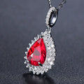 Fashion Silver 925 Jewellery Women Necklace with Oval Shape Ruby Diamond Gemstones Pendant Wedding Party Bohemia Gift