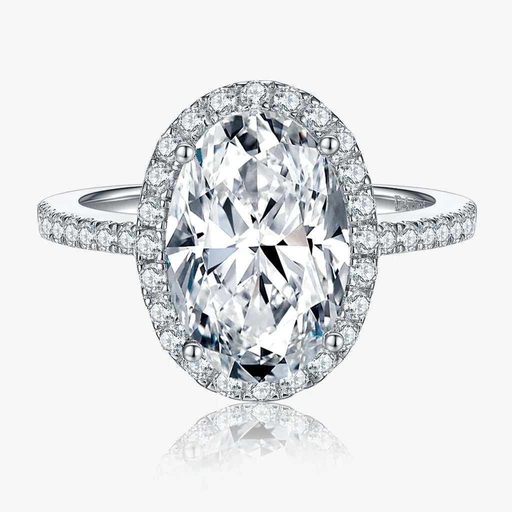 Ruizuan Silver Jewellery Collection Engagement Promise Wedding Rings 925 Sterling Silver Oval Cut Moissanite Classic Style GRA