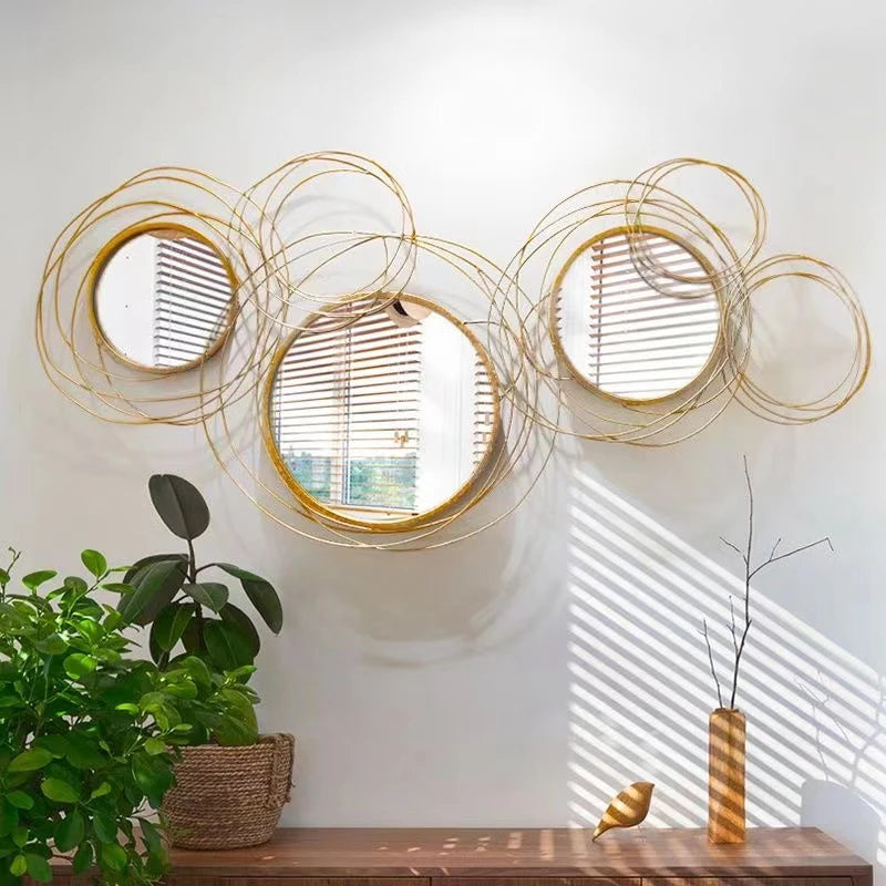 107x53cm Manufacturer Factory Price Light Luxury 3d Wall Hanging Mirrored Decorative Large Gold Metal Handicraft Art Home Decor