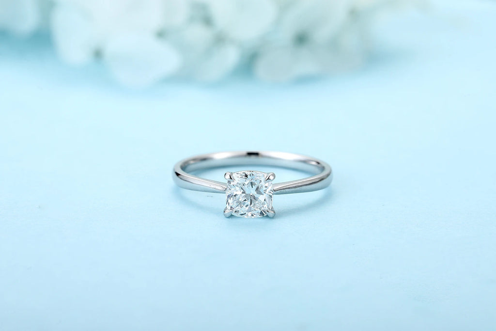 Lab Grown Diamond Ring Platinum PT950 Cushion Wedding Everyday Wear Gift Fine Jewellery Can Be Customised Double Claw