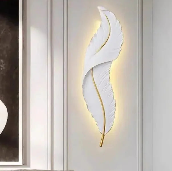 Modern Feather Design LED Wall Light – Indoor Decorative Resin Lamp for Hotel, Villa & Home