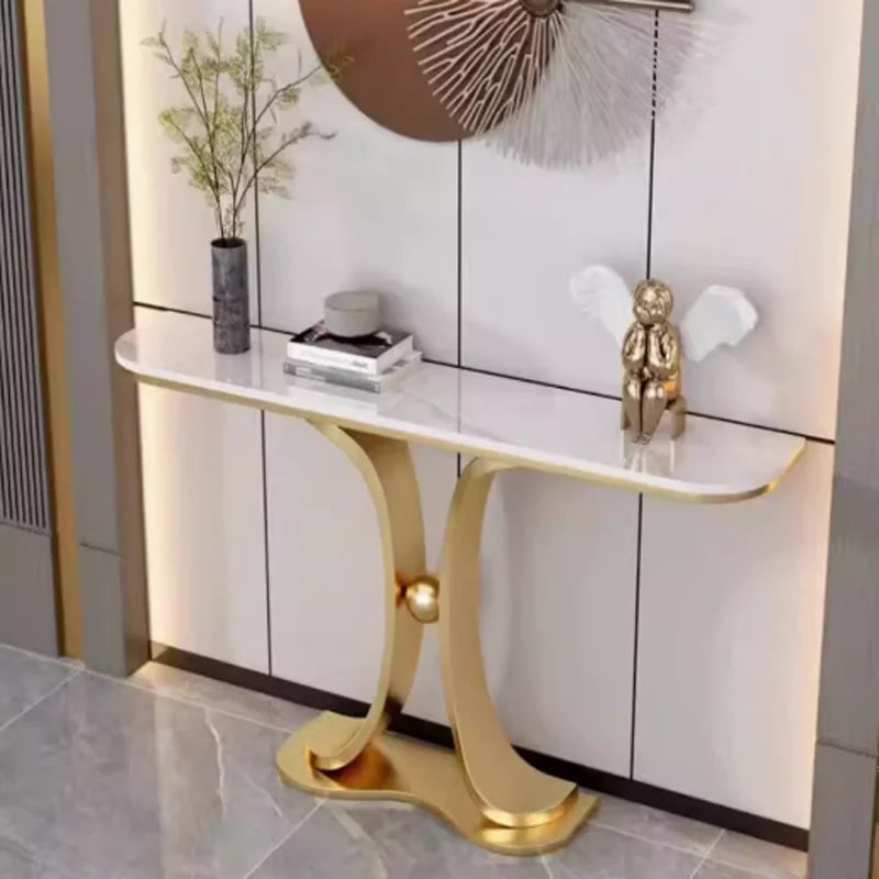 Sturdy & Durable IB404 Metal Base Marble Top Hall Console Desk Modern Design for Home or Hotel for Living Room Use