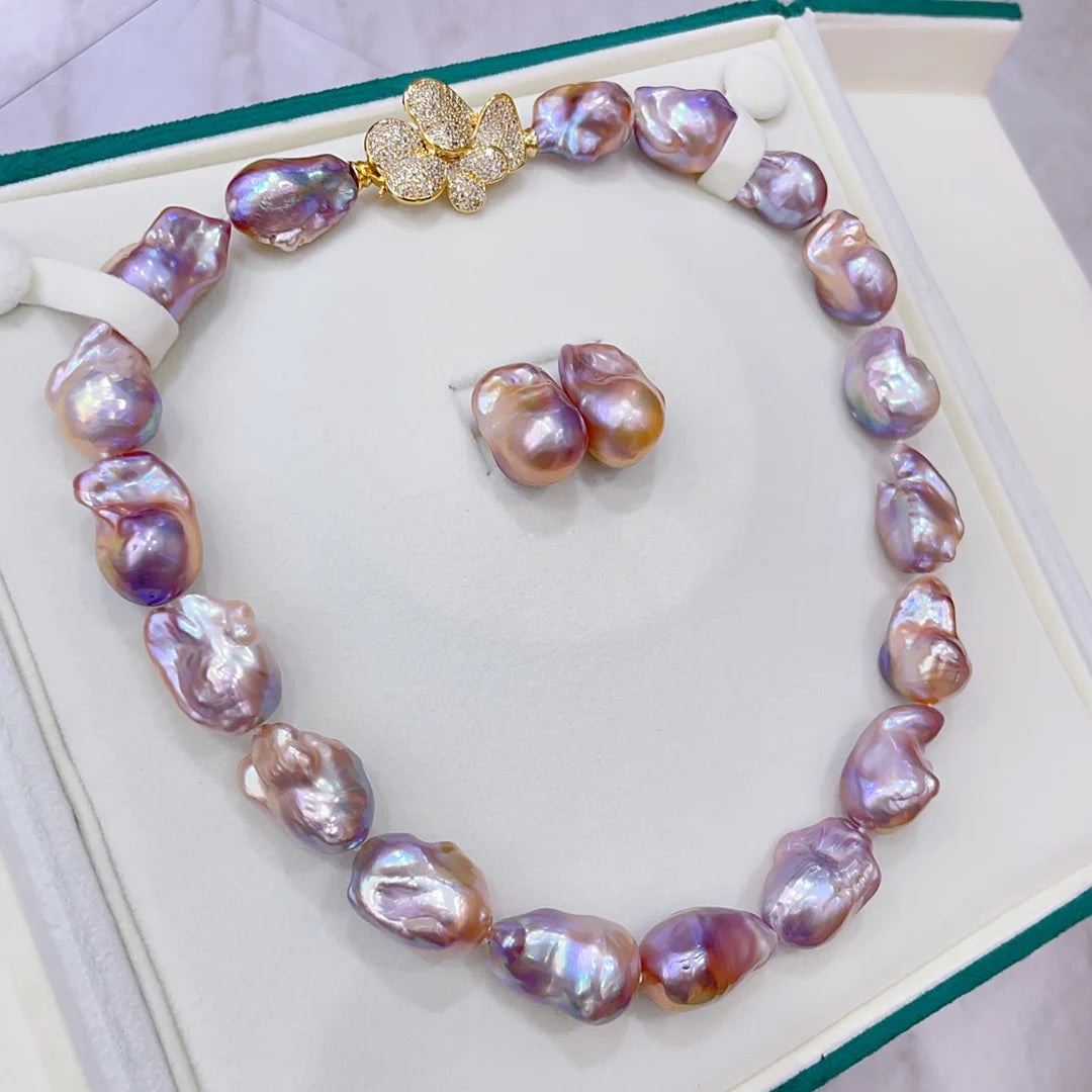 SGARIT Fine Jewelry Classic Design Pearl Jewelry Colorful Baroque Pearl Beaded 45CM Necklace Baroque Earrings Jewellery for Gift