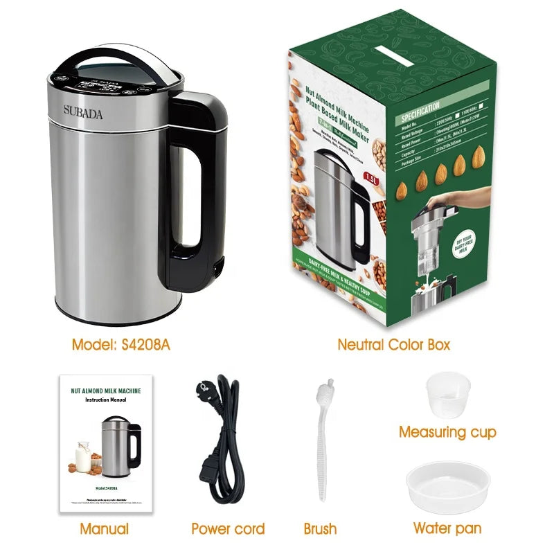 Automatic Nut Milk Maker – 1.5L Plant-Based Milk Machine, 800W