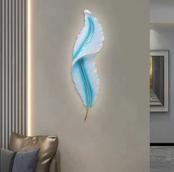 Modern Feather Design LED Wall Light – Indoor Decorative Resin Lamp for Hotel, Villa & Home