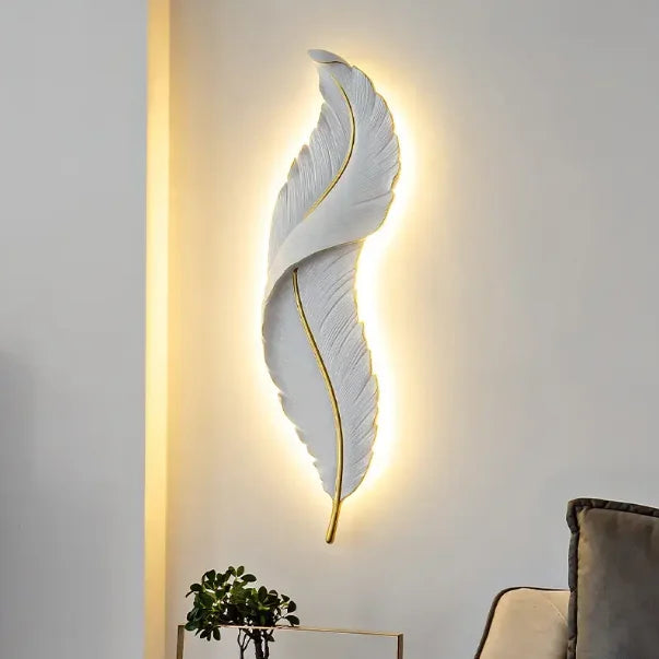 Modern Feather Design LED Wall Light – Indoor Decorative Resin Lamp for Hotel, Villa & Home