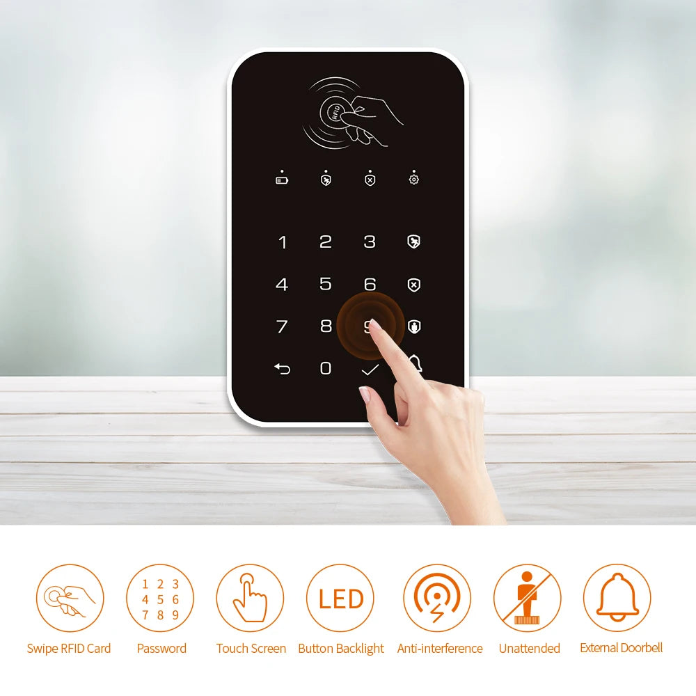 Staniot 433Mhz Wireless Touch Keyboard Lock 2Pcs RFID Card Arm or Disarms Password Keypad For Smart Home Security Alarm System
