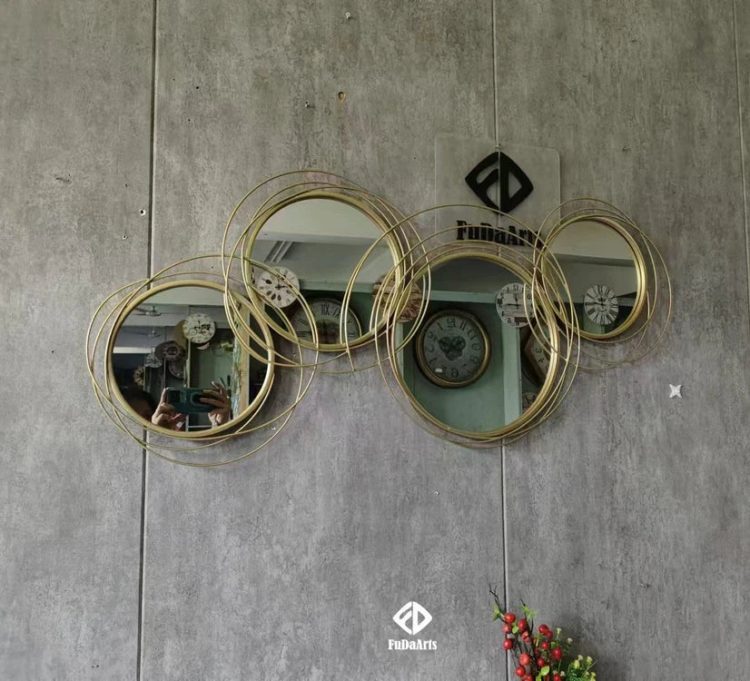 107x53cm Manufacturer Factory Price Light Luxury 3d Wall Hanging Mirrored Decorative Large Gold Metal Handicraft Art Home Decor