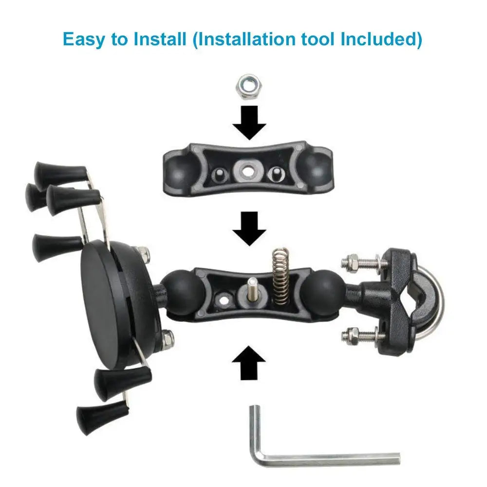 Bike Motorcycle Phone Holder Mount 360° Rotatable Motorbike Handlebar Phone Mount Stand Adjustable Mobile Cell Phone Holder