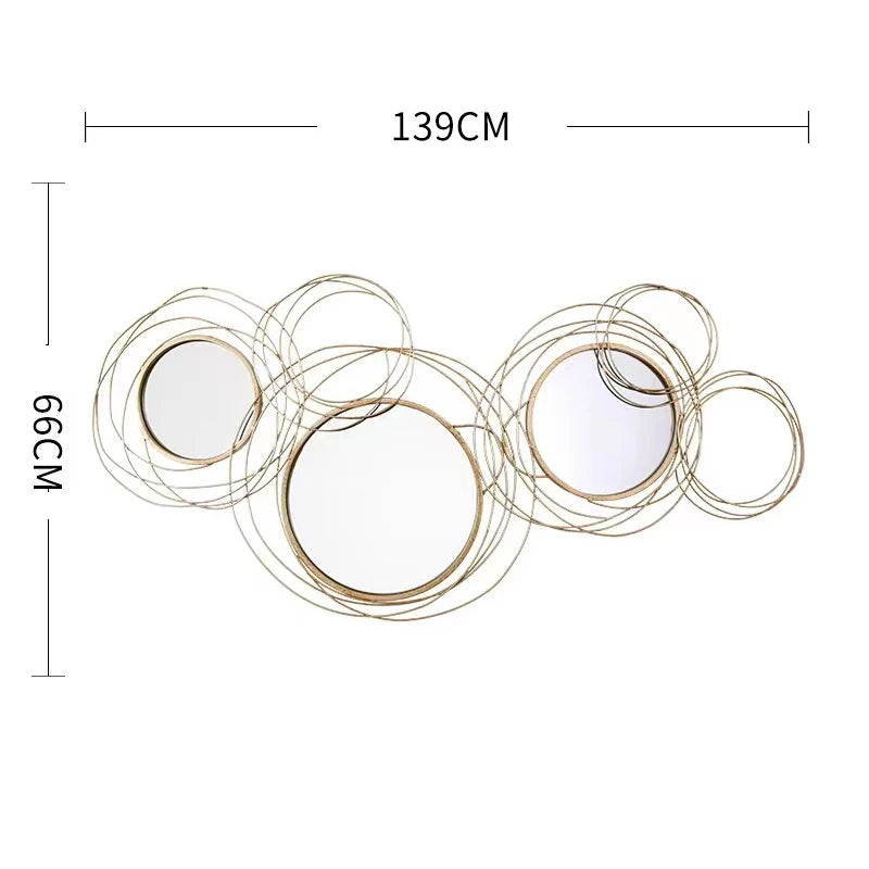 107x53cm Manufacturer Factory Price Light Luxury 3d Wall Hanging Mirrored Decorative Large Gold Metal Handicraft Art Home Decor