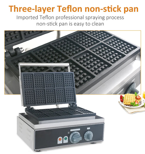 10-Grid Belgian Waffle Maker – Heavy Duty Stainless Steel, 550W