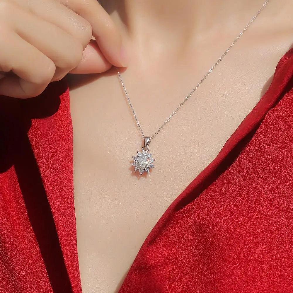 First Snow Moissanite Engagement and Wedding Ring Set Ring Necklace and Earring Set Jewellery Moissanite Set 925