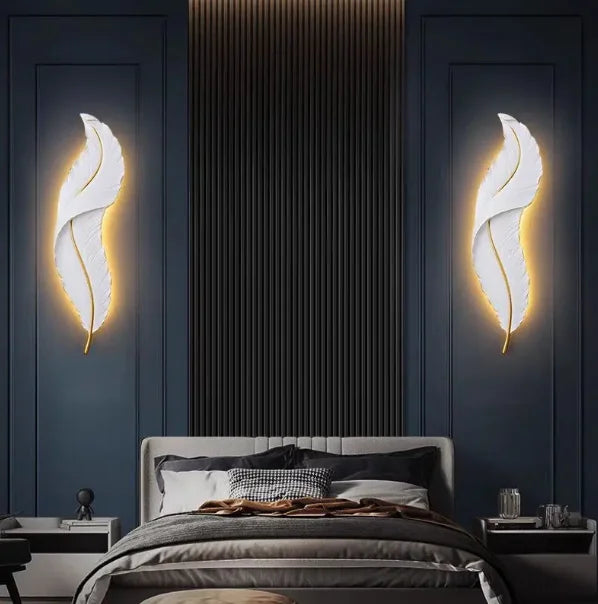 Modern Feather Design LED Wall Light – Indoor Decorative Resin Lamp for Hotel, Villa & Home