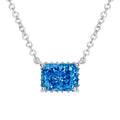 FOXI Jewelry 100% Sterling Silver 925 Jewellery Multiple Colors Rectangle Shape 8A Cubic Zirconia Pendant Necklace for Women