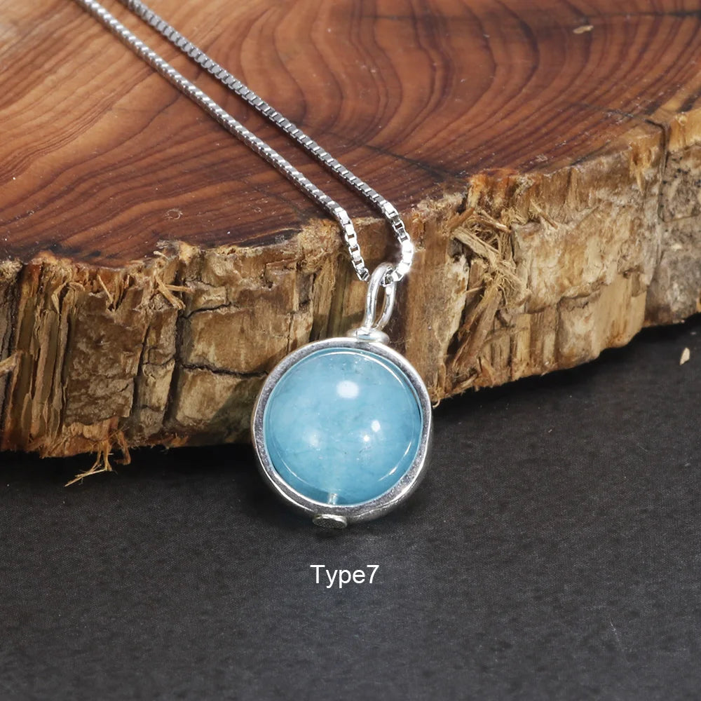 Real Pure 925 Sterling Silver Labradorite Pendant Necklace With Box Chain Simple Elegant Natural Gemstone Collier For Women