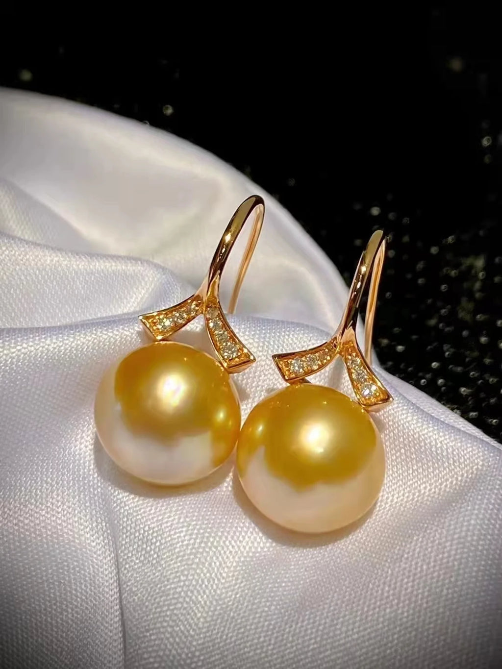 SGARIT Fine Jewelry Ear Stud 18k Gold 11-11.5mm Philippine Natural Gold Pearl Diamond Earrings Hot Sale Jewellery