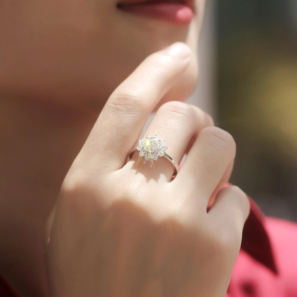 First Snow Moissanite Engagement and Wedding Ring Set Ring Necklace and Earring Set Jewellery Moissanite Set 925