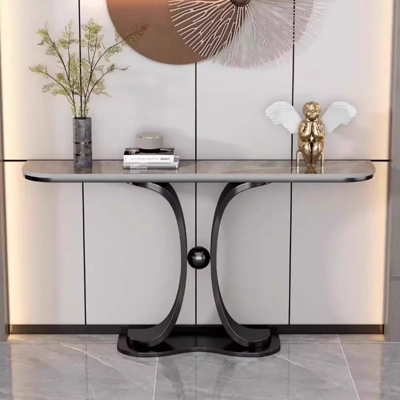 Sturdy & Durable IB404 Metal Base Marble Top Hall Console Desk Modern Design for Home or Hotel for Living Room Use