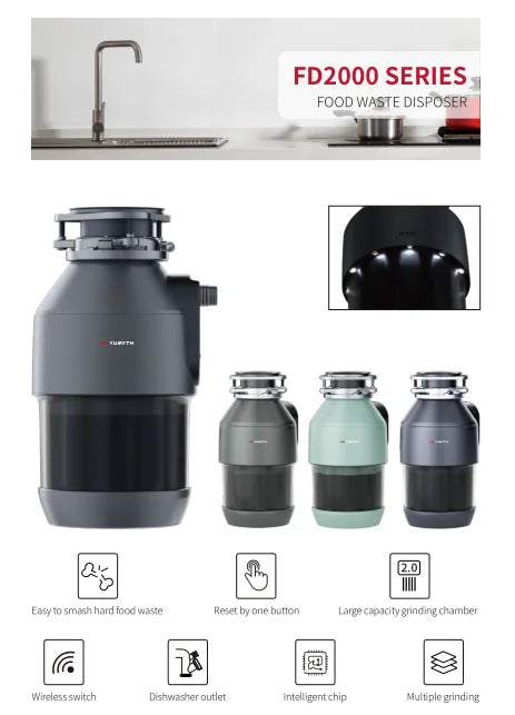Under-Sink Food Waste Disposer – 6-Stage Grinding, 550W