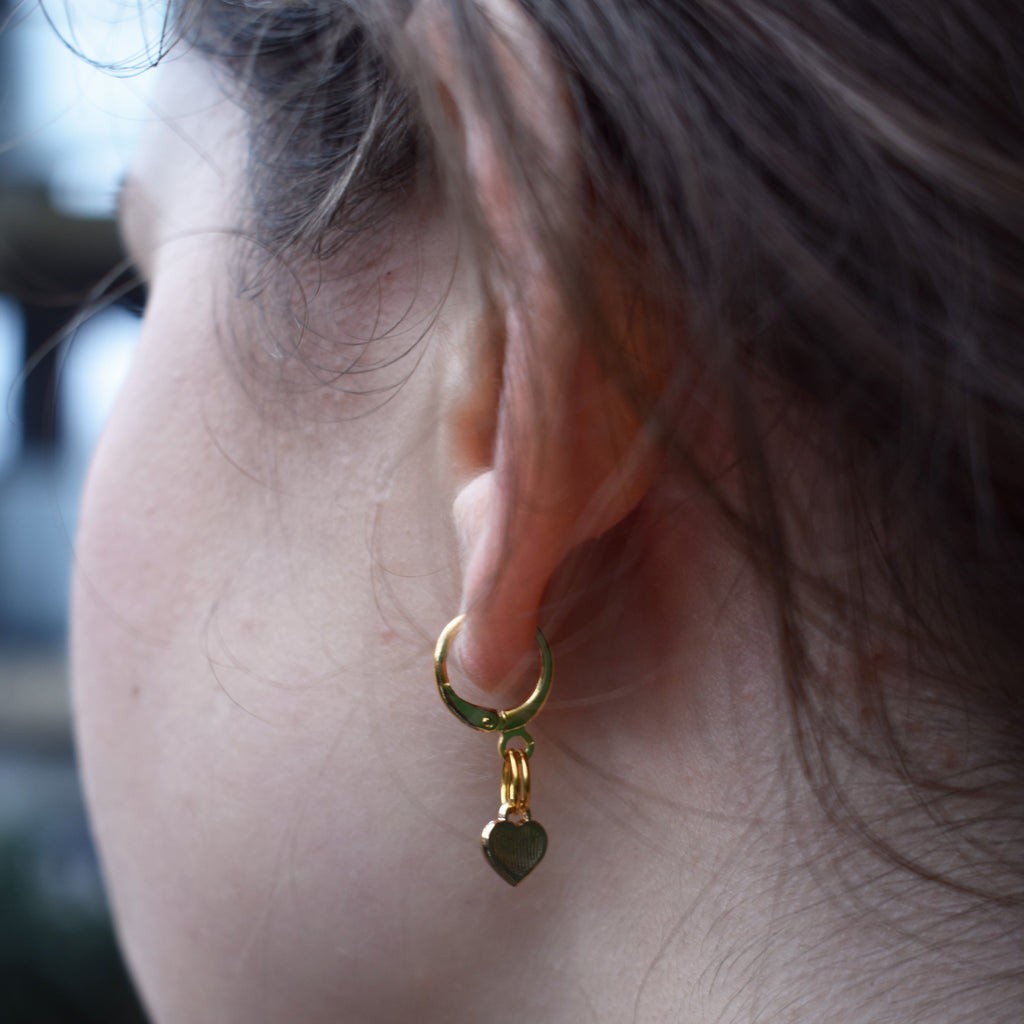 Black heart enamel minimalist huggie earrings | by Ifemi Jewels