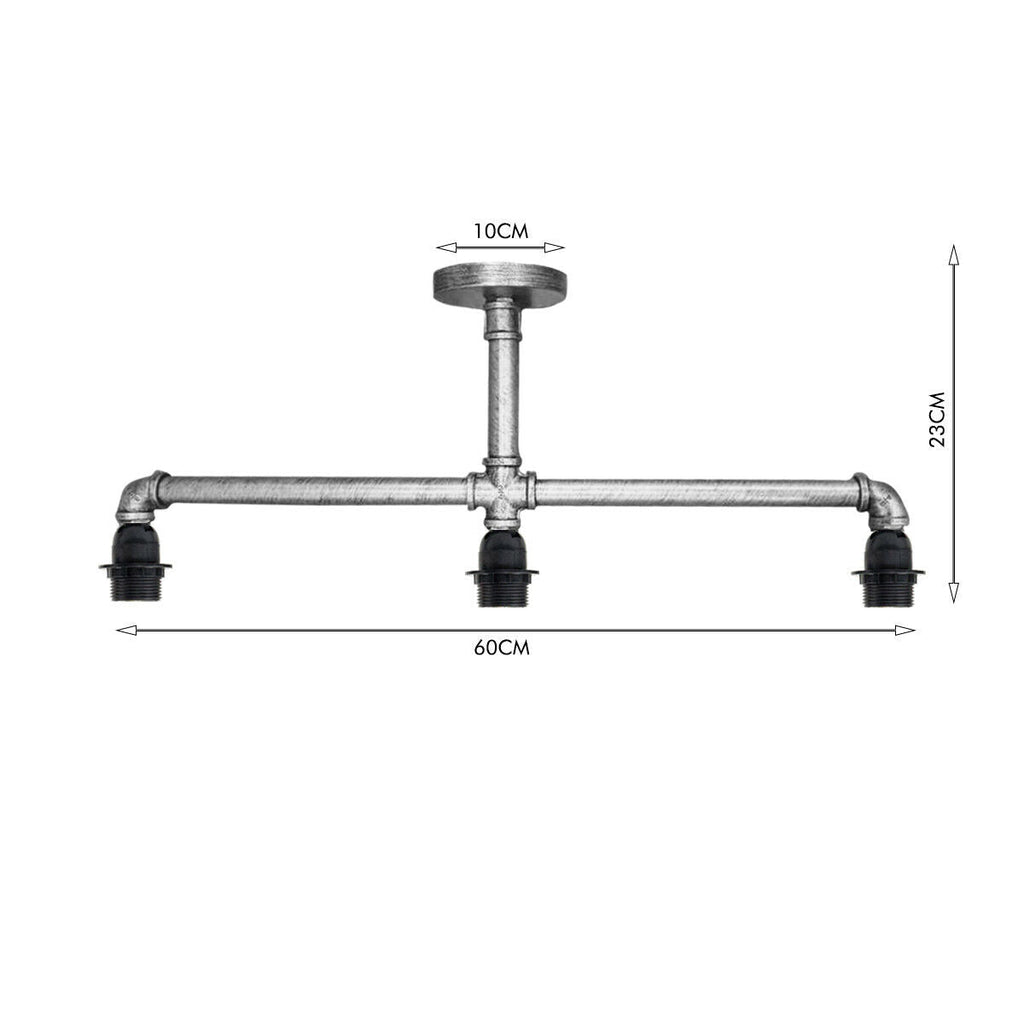 Industrial Retro Texas Style 3 Way Pipe Ceiling Light E27~1860