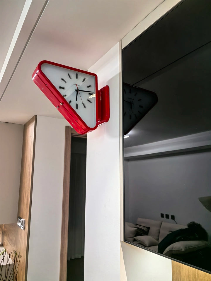 Modern Two-Sided Triangle Wall Clock – Silent Minimalist Design for Living Room