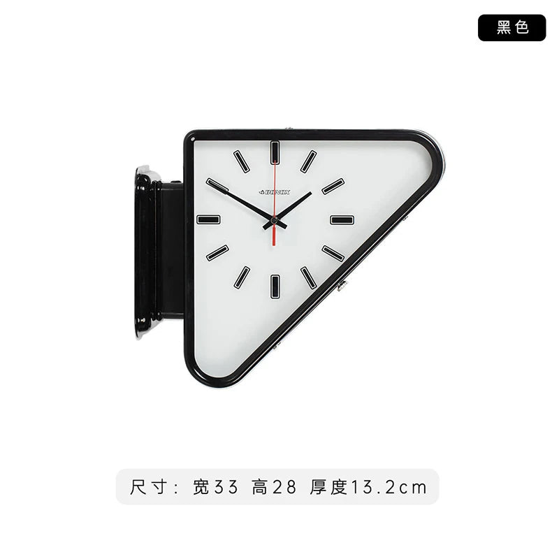 Modern Two-Sided Triangle Wall Clock – Silent Minimalist Design for Living Room
