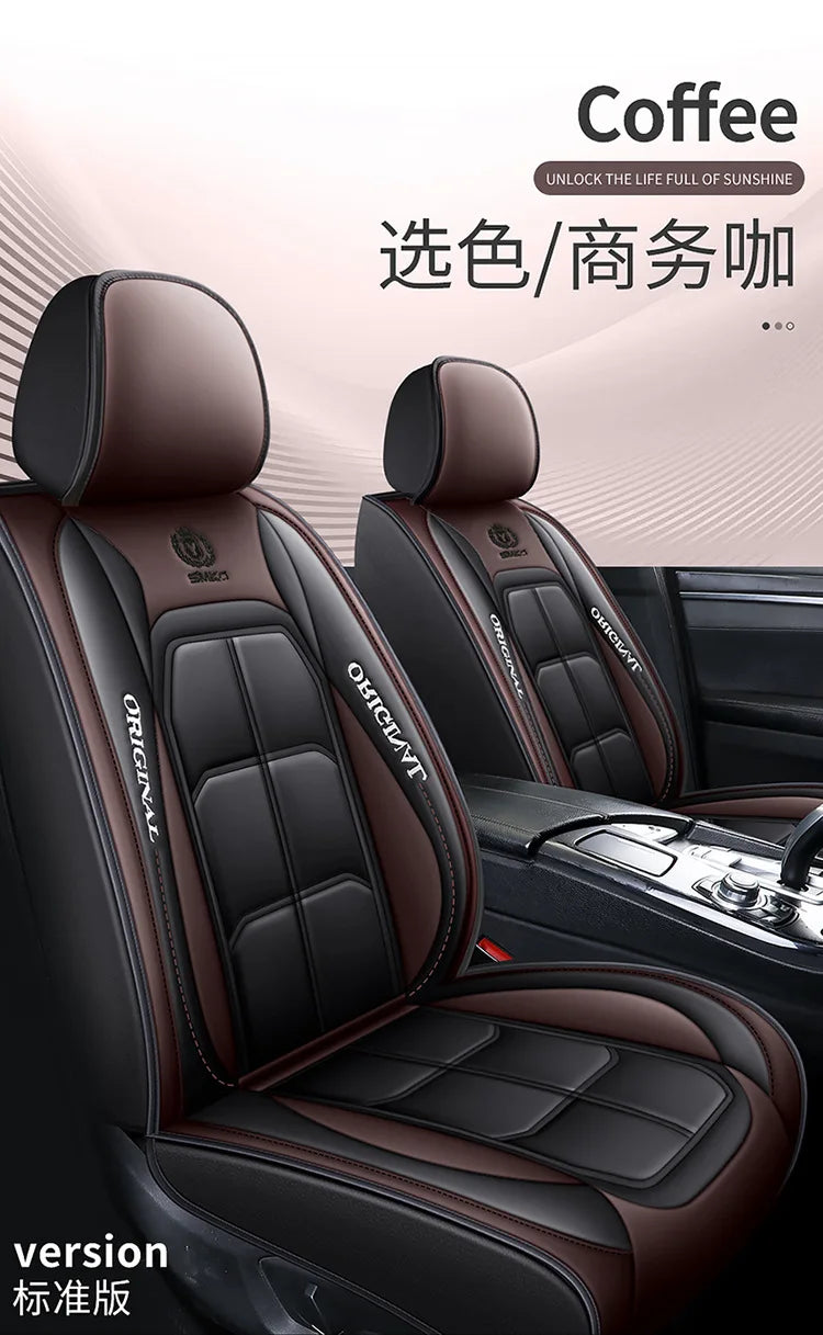 1pc Premium PU Leather Universal Fit Car Seat Cover All-Season Protector Mat with Soft Cushion Full Package Seat Cover