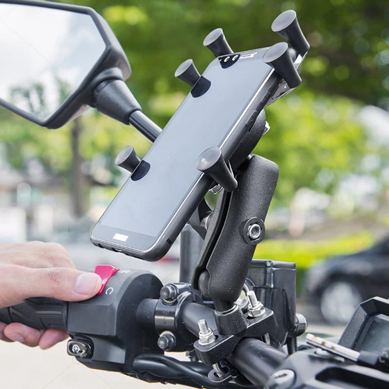 Bike Motorcycle Phone Holder Mount 360° Rotatable Motorbike Handlebar Phone Mount Stand Adjustable Mobile Cell Phone Holder