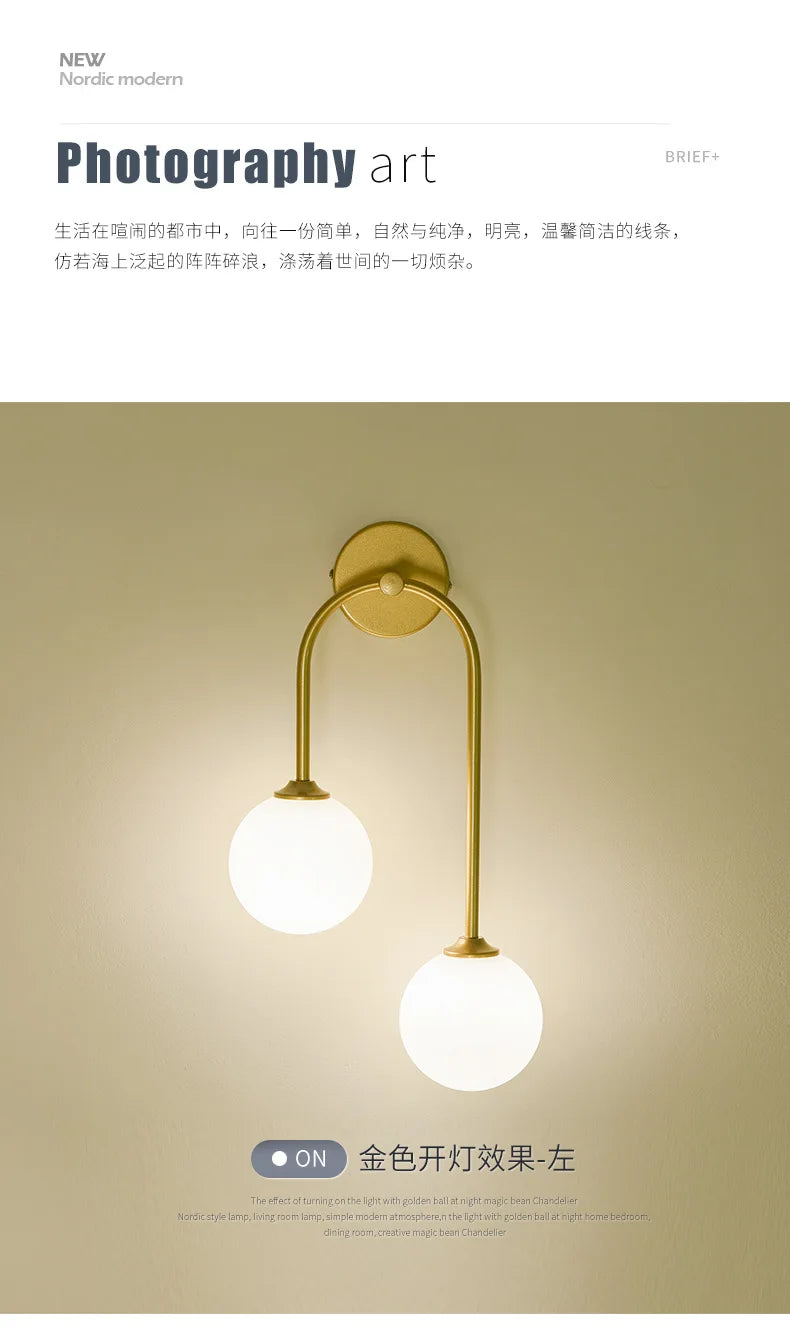 Nordic Wall Lamp – Double Glass Ball Bedroom & Living Room Sconce