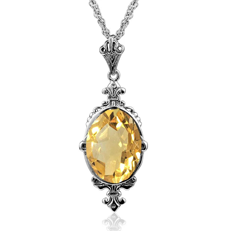 Hand Made Real 925 Sterling Silver Garnet Stone Necklace Pendant For Women Statement Vintage Fine Jewelry Mother Trendy Gifts