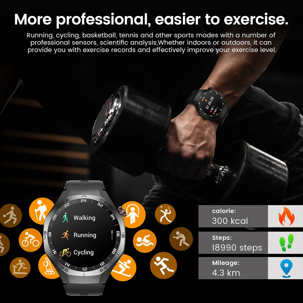 2025 New SmartWatch Men HD AMOLED 1.52" – GPS, Heart Rate, BT Calls, Motion Tracking