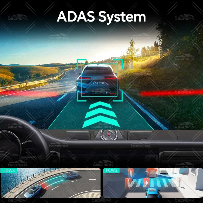 4-Channel 360° Dash Cam 11" 4K+1K+1K+1K – WIFI ADAS BSD Night Vision 24H Parking Monitor