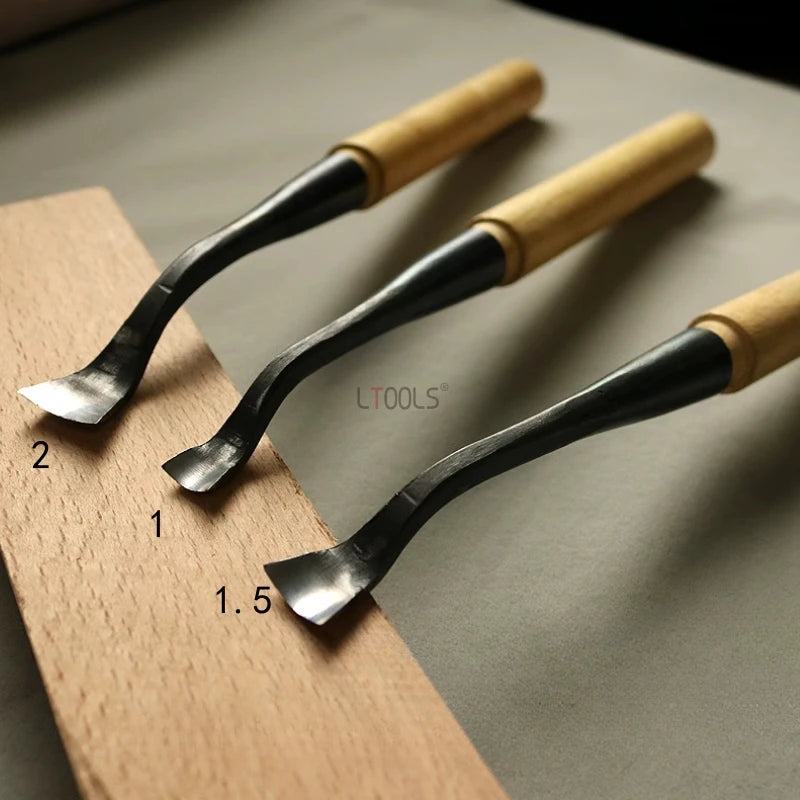 Hand Forged Carving Knife Woodworking 90° Elbow Durable Round Chisel Knife Manual Tools Carpentry Root-Carving Sculpture Chisel