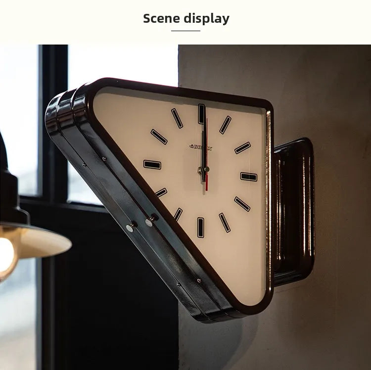 Modern Two-Sided Triangle Wall Clock – Silent Minimalist Design for Living Room