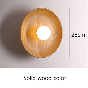 Nordic Modern Home Decor Wall Lamps Nature Solid Wood Body Round Plate Sconce Lights LED Bedroom Corridor Simple Design Lustres