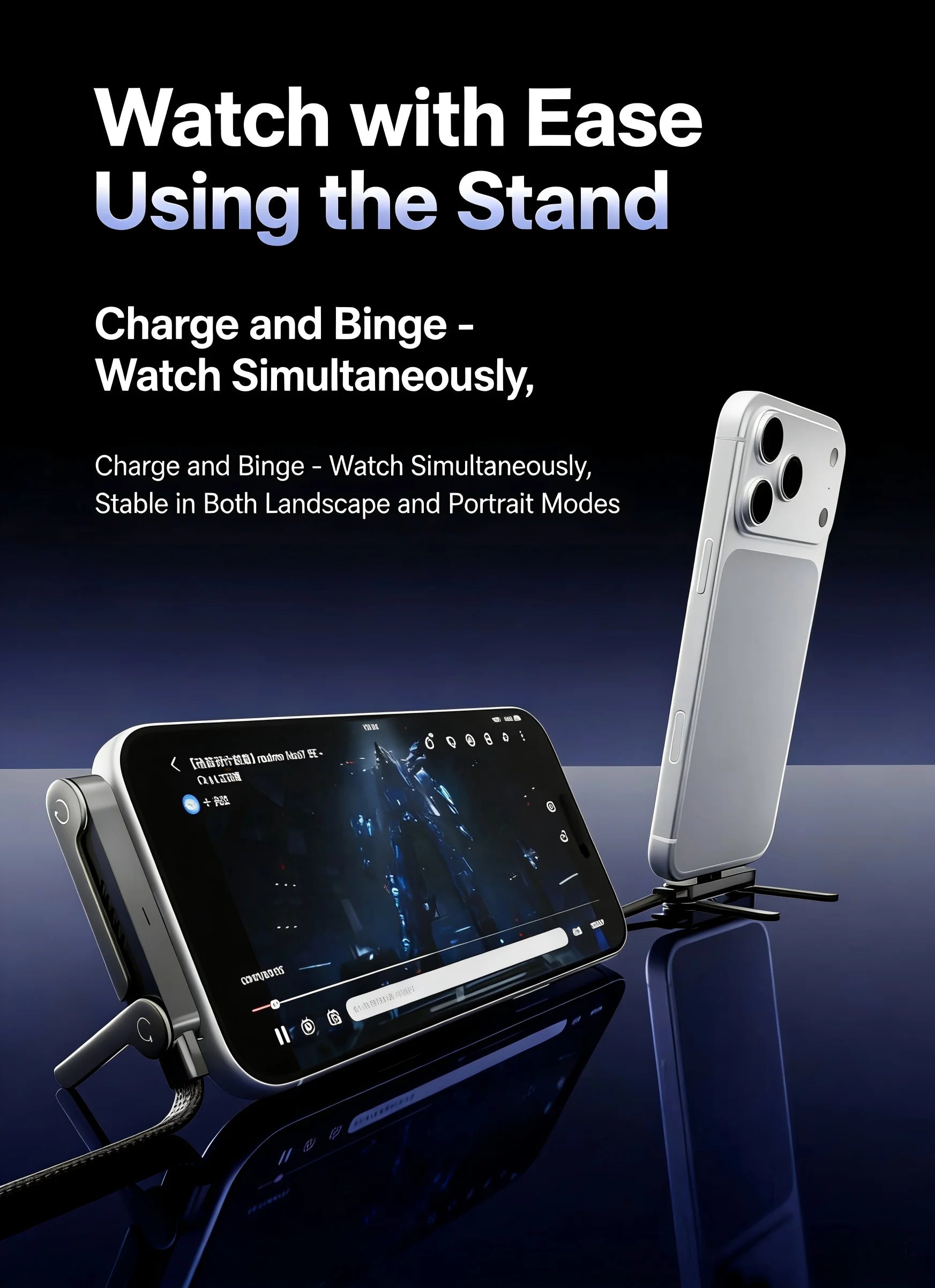 2-in-1 USB-C 240W Fast Charging Cable with Foldable Phone Holder Stand